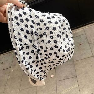 Shu Jiu Jia Black Small Floral Fresh Sun-Shade Fisherman Hat Female Summer Cute Bows Face-Looking Little Wild Bucket Hat Fashion