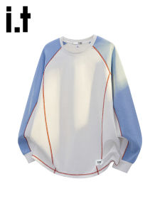izzue | Colorblock Round Neck Long Sleeve Mens T-Shirt