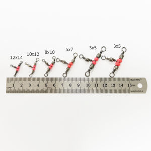 DNDYUJU 30pcs Fishing Connector Carbon Steel Three Way Barrel Swivel Ring With Beads For Fishhook Lure Line Fishing Accessories