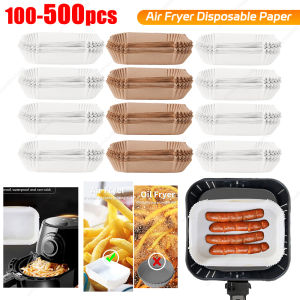 300pcs 22CM Air Fryer Disposable Paper Square Baking Paper Barbecue Plate NonStick Mat Pad Kitchen Oven Oil Absorbing Paper Tool