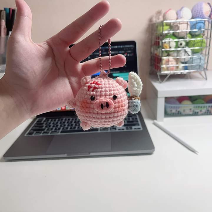 móc khóa heo nổi giận handmade