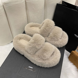 Womens Furry Slippers Office Wear Thick Bottomed Indoor Outdoor Slippers Spring Summer New Style Large Size Cotton Slippers