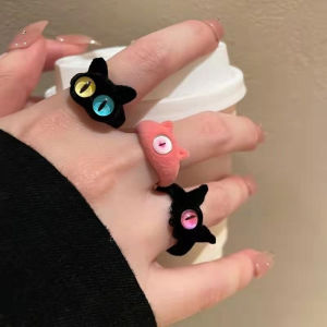 Flocking Acrylic Ring Big Eye Design Women Fashion Ins Style New Arrival Small Design Index Finger Ring