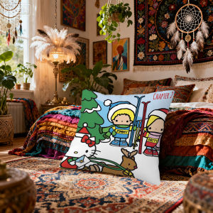 Sanrio | Sanrio Patty and Jimmy Pillow Covers Cartoon Sofa Decorative Home Double-sided Printing Short Plush Cushion Cover Christmas gift