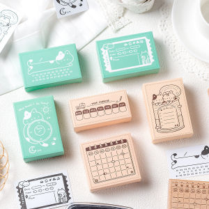 Memo Cat Box Wooden Hand Account Seal Retro Cat Schedule Plan Beech Wood Seal Daily Memo Seal School Supplies Assorted Stamp
