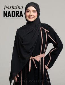 pasmina nadra sifon babydoll premium hitam hijab Payet kupu