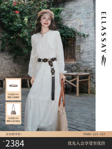 Ellassay Autumn Winter New Arrival Silk French Tea Break Dress Womens Date Fashionable Embroidered Hollow out Long Sleeve Dress