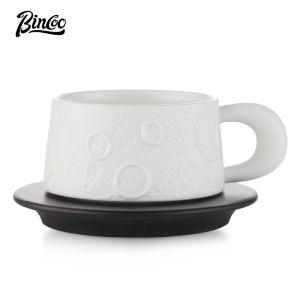 BINCOO Ceramic Coffee Mug with Spoon Saucer Creative High-end Cup for Household and Office Best Gift 200ML