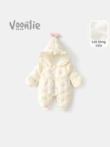 VOONLIE | Bộ Đồ Bé Gái Bông Dày Ấm Áp Có Mũ