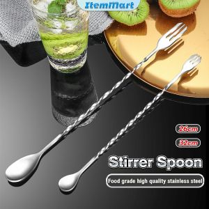 ItemMart Stirrer Spoon Cocktail Stirring Spoon Milk Tea Juice Stirrer Coffee Stirrers Stainless Mixing Spoon