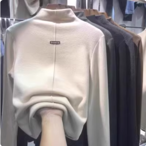 เสื้อคาร์ดิแกนถักแขนยาวคอปกสีชมพูลายไม่ชัดเจนสำหรับผู้หญิงในฤดูใบไม้ร่วงปี 2024 เสื้อคลุมกันหนาวแบบสวมหัวทรงสลิมฟิต