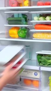 1pc Transparent Container Refrigerator Plastic Sealed Freezer Storage Box Fruit Snacks Dry Food Fresh Storage Kitchen Organizer