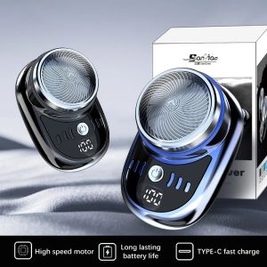KEBIDU Mini Electric Shaver For Men Vehicle Mounted Shaver With Digital Display Cordless Travel Pocket Face Beard Trimmer