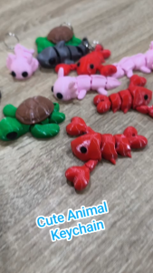Cute Flexi Animal Keychains – Axolotl Turtle Lobster & Dugong