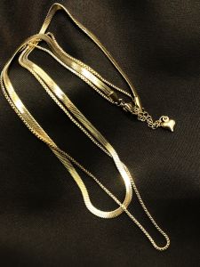 Luxurious Titanium Steel Necklace Womens Double Layer Flat Chain Fashionable Simple Versatile Clavicle Chain Jewelry Accessory