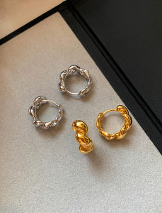 Retro Gold And Silver Twist Hoops Earrings Women Luxury Sensation Ear Cuffs Simple Circle Earring Women Autumn Fashion Jewelry