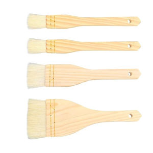 1/4Pcs Flat Hake Brushes Artist Painting Brushes Set Wool Bristles Wash Brush for Watercolor Ceramic and Pottery Painting