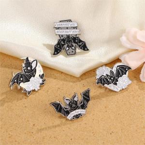 4pcs Cartoon Black Bat Metal Enamel Brooch Halloween Jewelry Lapel Pin Backpack Clothing Hat Accessories Badge Decoration