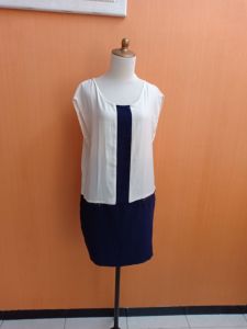 mini midi dress wanita hitam putih MANGO SUIT cewek L santai