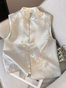 Áo Vest Không Tay Cổ Đứng Thêu Phong Cách Trung Hoa Mới Cho Nữ Mùa Thu Đầu Tiên Áo Khoác Ngoài Hanfu Cổ Điển Zen