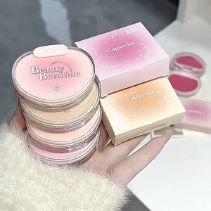 KUESICR Cappuvini Gradient Soft Mist Powder Blush Sweet And Gentle Matte Girly Cosmetics Naturally Non-sticky Student Party Makeup Blush