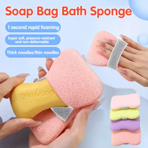 Household Bath Foaming Sponge Double Side Cleansing Foaming Net Pouch Body Exfoliating Scrubber Sponges Soap Pocket for Bathroom