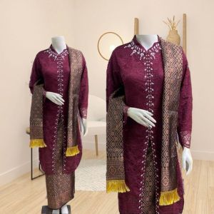 Kebaya Akad Ibu Besan Rok Songket Free Selendang