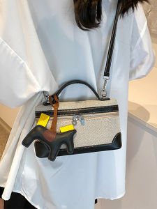 Fashionable Canvas Bucket Bag Womens Crossbody Shoulder Bag Casual Versatile Small Size Shopping Bag Soft Polyester Lining