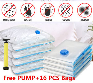 [Hot Deal] โปรโมชั่น 16 ชิ้นถุงดูดฝุ่นS 70X50 เซนติเมตรนำมาใช้ใหม่ถุงดูดฝุ่นสำหรับการเดินทางการจัดเก็บบ้านเสื้อผ้าหมอน (ใส)
