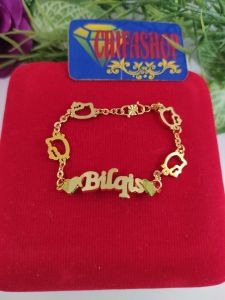 gelang rantai variasi custome nama sendiri lapis emas