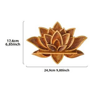 1PC Vàng Hình Hoa Sen Nhựa Trang Trí Góc Khung 9.8x6.8 Inch Giả Vân Gỗ Phong Cách Hiện Đại Treo Tường Giá Đỡ
