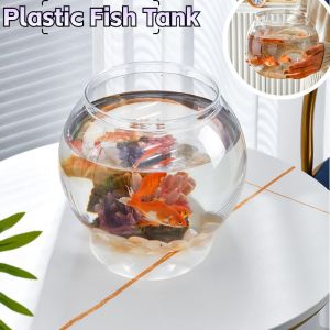 Plastic Thickened Living Room Fish Tank High Transparent Small Tabletop Household Hydroponic Plant Spherical Goldfish Bowl
