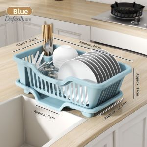Defasilk | Drain Basket Kitchen Rack Plastic Storage Dish Drying