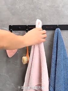 Strong Viscose Wall Hanging Hook Toilet Clothes Towel Hanger Wall Bathroom Kitchen Behind Door Premium Black Aluminium Hook