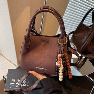 clu Suede Lightweight Adjustable Strap Crossbody Bag For Women Retro Leather Square Mobile Phone Handbag ulc