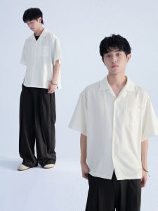 Mentmate Mens Casual Pure Color Short Sleeve Shirt Loose Fit Vintage Style Inner Wear Summer Fashion Youth Poplin Shirt