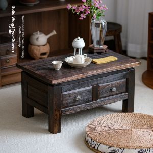 TONGMUSHIJIA | Tatami Zen Style Chinese Antique Low Tea Table with Drawer