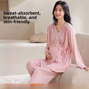 MiiOW | Maternity Sleepwear Cat Woman Moon Suit With Chest Pad Comfortable Belly Not Tight Ladies Home Clothes Set Breathable Skin-Friendly