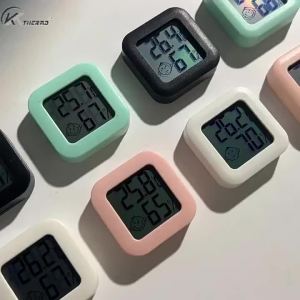 Nhiệt Kế Kỹ Thuật Số Mini Máy Đo Độ Ẩm Trong Nhà Màn Hình LCD Hiển Thị Nhiệt Độ Độ Ẩm Có Đế Từ Tính Dính Chắc Chắn Màu Trắng Hồng Đen Xanh Lá