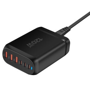 120W GAN Charger 6-Port USB Type C PD Fast Charger Quick Charge 3.0 USB Type C Fast Charger Mobile USB Charger Tablet Charger