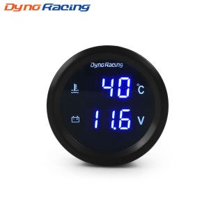 Dynoracing 2" 52mm 2 in 1 Digital Water Temp gauge＆Voltmeter 12V/24V Blue Led Car gauge Car meter with temp sensor 1/8NPT