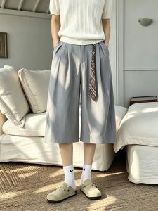 OUMULONG | Quần Trousers Phong Cách Mùa Hè Cao Cấp Có Nếp Ly Bảy Phân