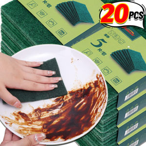 จานกำจัดสนิมได้สองด้านตัดผ้าทำความสะอาด20ชิ้นเครื่องครัวอเนกประสงค์แผ่นขัดถูแข็งแรงอุปกรณ์ทำความสะอาด