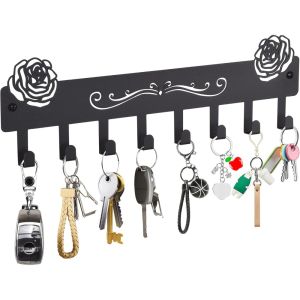 CIFbuy Art Iron Modern 8-Hook Key Holder Organizer Waterproof Durable Decor for Entryway Home Room Bedroom Patio Porch Yard