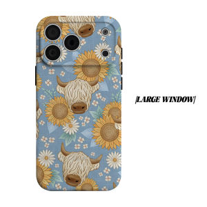 BILIBILI | Highland Cow Sunflower Phone Case for iPhone 18 17 16 15 14 13 12 11 Air Pro Max Plus Double-layer Cover