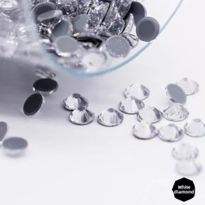 Premium White Simulated Austrian Rhinestone DIY Decorative Flat Bottom Drill for Clothes Super Shiny Glue on Rhinestones