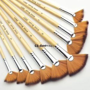 Bộ Cọ Vẽ Quạt Lông Nylon Mềm - 3/5/6/10 Chiếc Có Tay Cầm Bằng Gỗ Để Vẽ Tranh Acrylic Màu Nước Dầu & Bột Màu