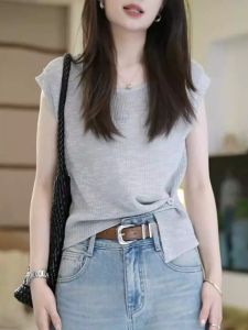 HUOLISI | Stylish Lightweight Loose Gray Blue T Shirt for Women