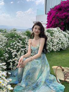 DENGLIULIU | Ruffled Hem Wide Skirt Beach Dress