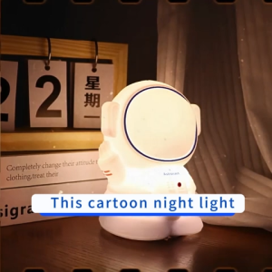 Kids Birthday Gift Astronaut Silicone Touch Night LightLED Charging Bedside Lamp